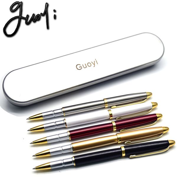 

guoyi a101 wholesale sale 50pc pen/lot metal ballpoint pen. office stationery & school 5 color heavy metals pen,writing gift pen, Blue;orange