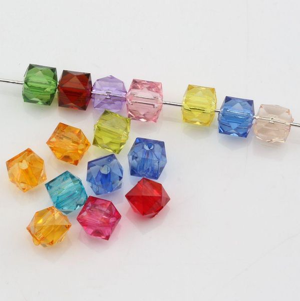 

500 pcs mix color acrylic transparent faceted square spacer beads 7mm diy jewelry, Black