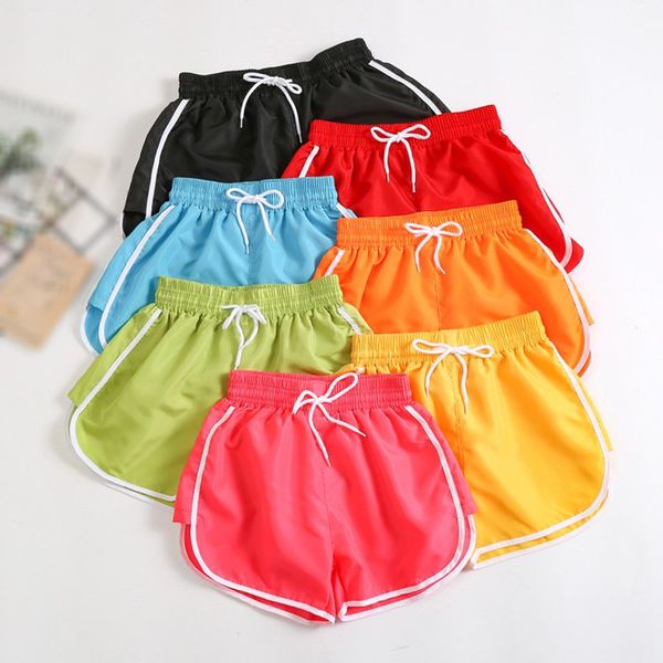 

high waisted sports runing shorts women yoga shorts gym fitness elastic quick dry running 77, White;red