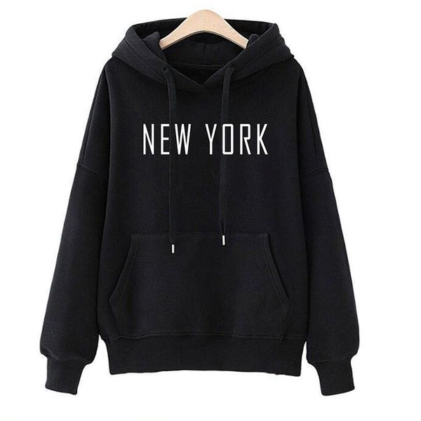 

new york letters printed hoodies women men fashion casual sweatshirts female homme funny hipster black white pink pullovers