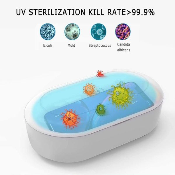

15w wireless charger uv sterilizer for mobile phone masks kills 99.9% germs disinfecting box bactericidal lamp sanitizer yedsk