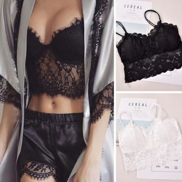 

lace sleeveless vest women crochet tank blouse bralette bra lady fashion cami crop top, White