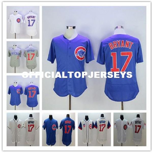 

mens flexbase #17 kris bryant stitched retro jerseys color black white gray beige, Black;blue