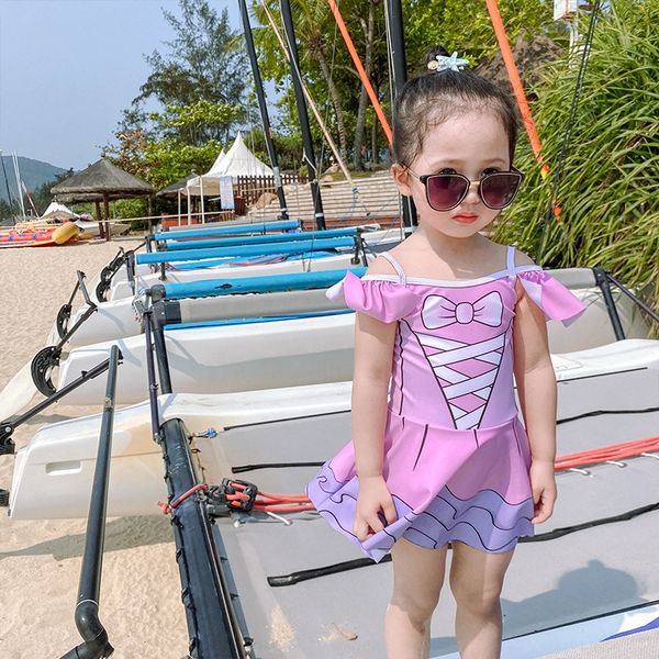 

children's cute princess style lotus leaf strap girl's spring swimsuit baby one-piece holiday swimsuit, White;black