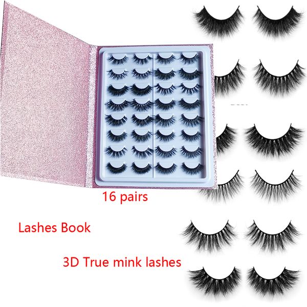 

new style popular mink lashes silk eyelashes 3d mink eyelashes 25mm 16 pairs lashes book thick long lashes false eyelash box eyelash book