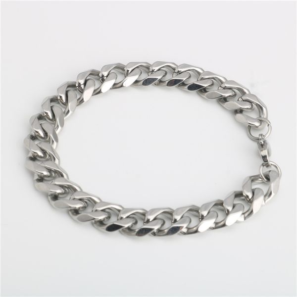 

stainless steel cuban chain link ot clasp bracelets for women mens bracelets 2020 hip hop punk rock men jewelry pulsera hombre, Black