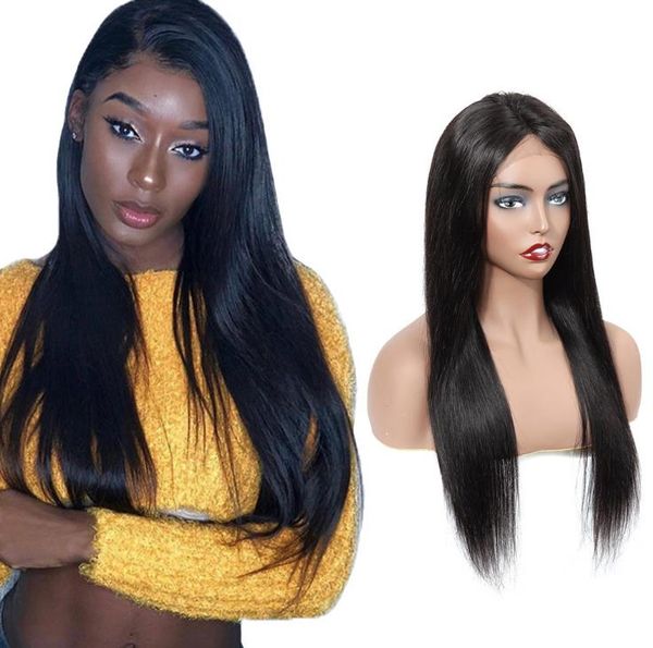 

new designer fashion long straight 13*4 lace front human hair wigs selling full head set remy brazilian hair natural black fast shipping, Black;brown