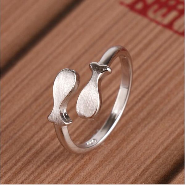 

простые мужчины женщины мода симпатичные рыба кольцо открытие регулируемый палец кольцо серебро ювелирные изделия из нержавеющей стали подар, Silver