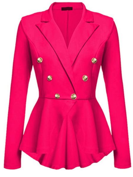 

2020 european and american ladies' new double-row metal buckle long-sleeved suit 1012, White;black