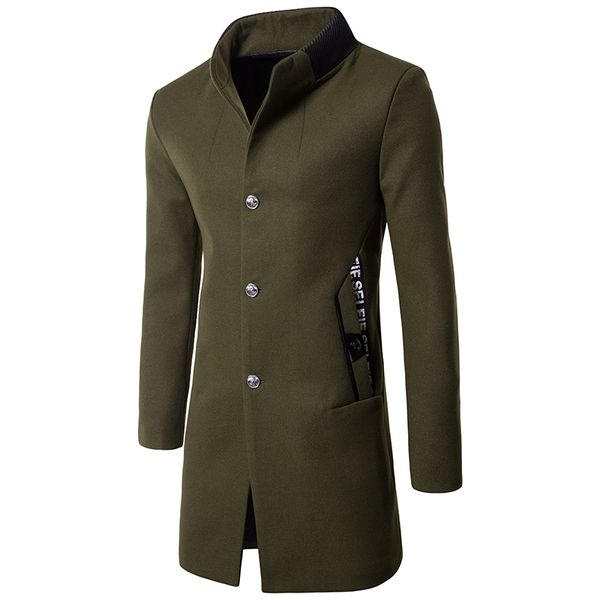 

new fashion leisure men's wool coats jackets autumn winter cashmere coat men thick lapel mid - aged men 's cashmere long coat, Black