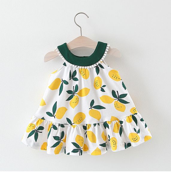 

kids Girl designer clothes Dress Summer Sleeveless Furit Print Round Collar Design Lolita Dress Princess Girl Clothing Dress