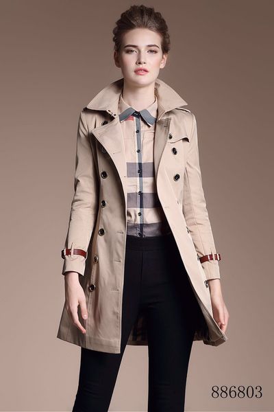 

women's trench coats gabardine long windbreaker belt waterproof new english style autumn winter solid color british loose leisure a15c, Tan;black