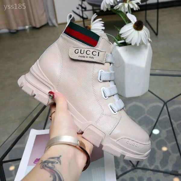 

2019 trend autumn leather female model velcro female board shoes casual high-shoes british style factory direct sales size 35-40cm, Black