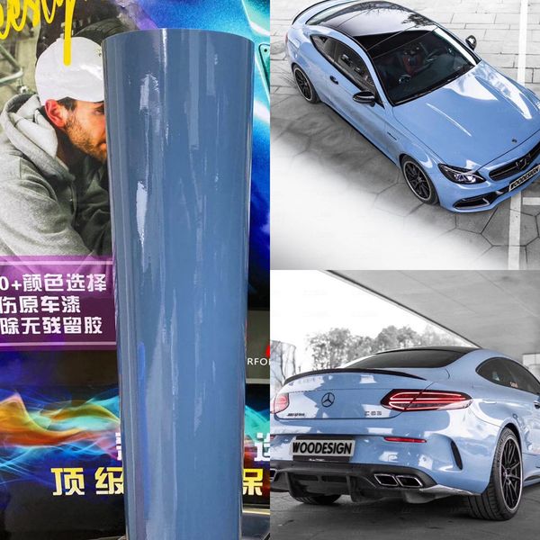 Фарфоровое синее глянцевое виниловая упаковка China Blue Car Обертка с воздушным пузырьком без обмотки транспортного средства с низким клеем 3M качество 1,52x20M 5x67ft