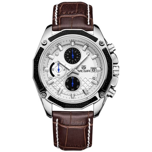 

multifunctional sports waterproof timing comfortable men quartz watch alloy the waterproof depth is 30m.pin buckle style de, Slivery;brown
