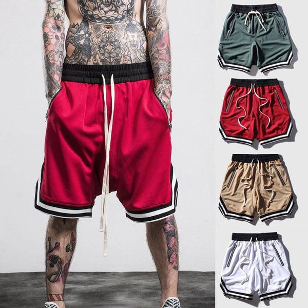 

men's 2019 spring summer new elastic casual shorts male fitness outdoor sports loose mid-waisted short pants, White;black