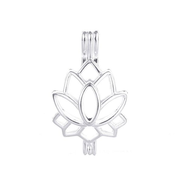 

10pcs pearl cage necklace pendant lockets essential oil diffuser lotus provides silver-plated silver plus your own pearl makes it more attra