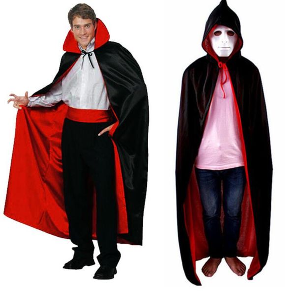 New Halloween Vampire devil Black Red Cape Unisex Adulto Bambini Collare Mantello con cappuccio Party Club Costume di Carnevale Costume Teatro Morte Prop