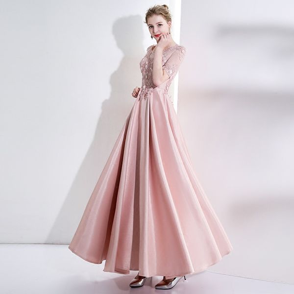 

платье de noiva 2020 половина рукава атласные вечерние платья с длина шнурка аппликация пола вечернее платье, Black;red