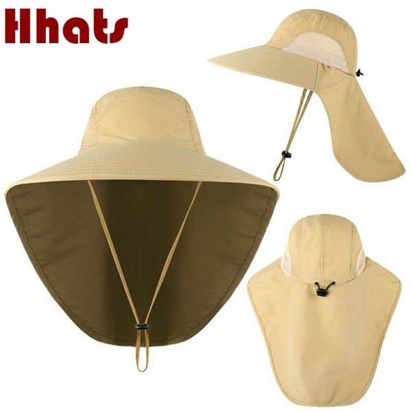 

wide brim fishing hat with neck cover quick drying uv protection fishermen sun hat adjustable hiking camping men bucket cap