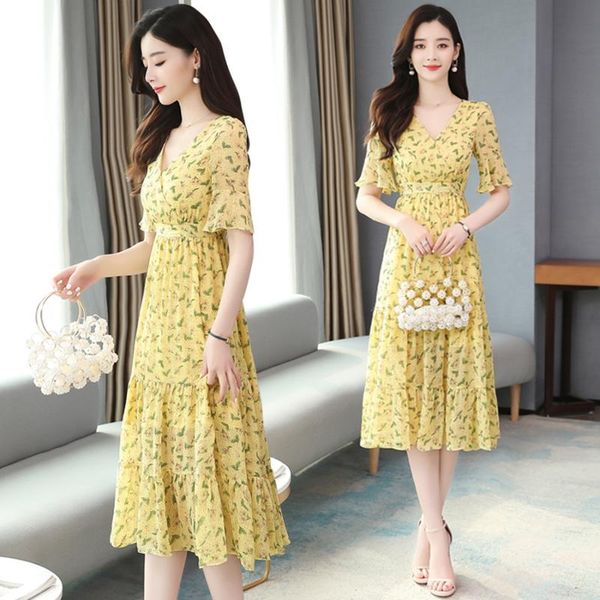 

2020 print chiffon beach maxi dress summer vintage 4xl plus size midi sundress women elegant bodycon party vestidos, Black;gray