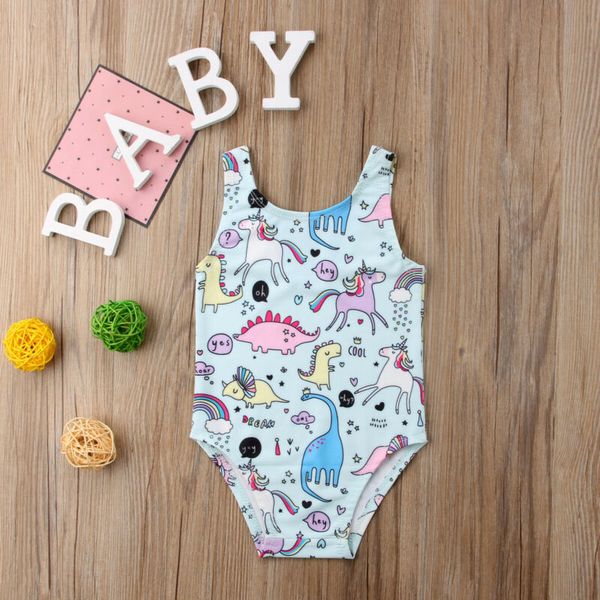 

2020 fashion trend cute cartoon pattern newborn kids baby girls unicorn one piece swimsuit swimwear summer bikini bathing suit