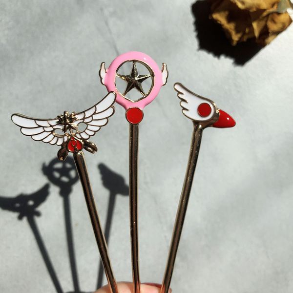

cosmile card captor sakura simple hairpin japanese anime sakura hairpins hair pins gift for girl women, Slivery;white
