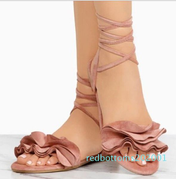 

2019 fashion new sizeflower flat sandals europe and america ladies sandals r01, Black