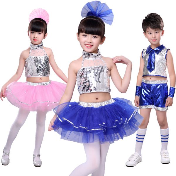 

stage wear children sequin jazz dance modern costume fashion latin waltz dancing dress show dresses, Black;red