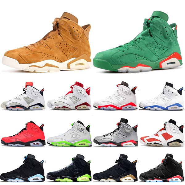 

mens basketball shoes jumpman 6s gs black infrared 2019 gatorade green golden harvest wheat leather men shoes trainers sneakers size 7-13