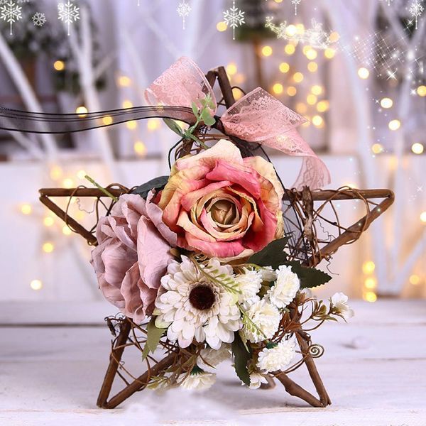 

thanksgiving day artificial flower rattan star wreath garland home wall hanging holiday xmas decor christmas decoration for home