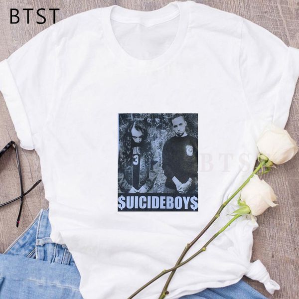 

suicideboys хип-хоп harajuku футболка женщины прохладный ulzang $uicideboy$ футболка корейский стиль футболка мужская мода топы унисекс o-об, White