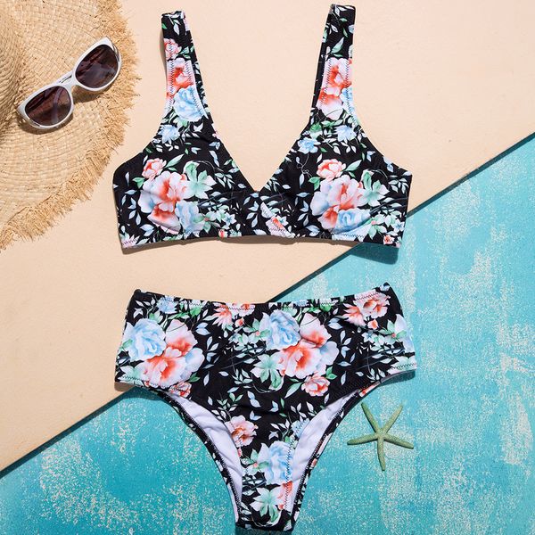 

2009 bikini high waist conservative slim split swimming suit, White;black