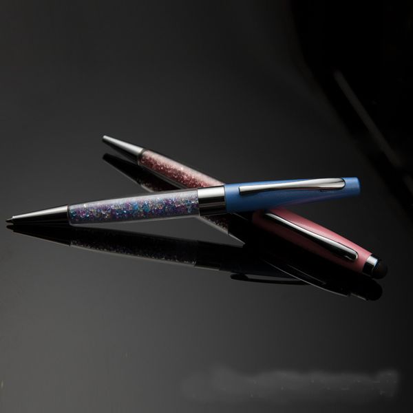 

mini crystal ballpoint pen capacitive touch screen stylus gift advertising pen, Blue;orange