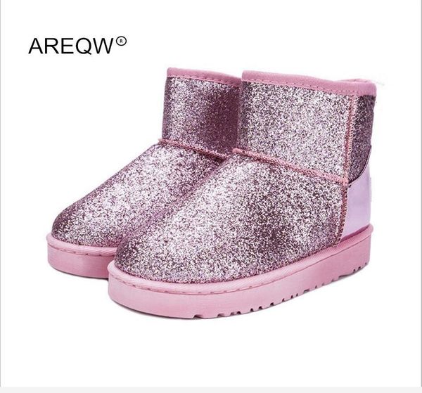 

areqw 2017 new winter snow boots sequins classic women short boots fashion women's shoes thick cotton boots mx200324, Black