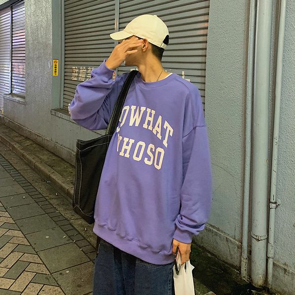 

autumn new hoodies men fashion letter printing casual cotton o-neck pullover man streetwear hip hop loose sweatshirt m-2xl, Black
