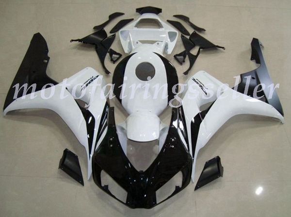 

oem quality new abs full fairings kits fit for honda cbr1000rr (2006-2007) cbr1000rr 06 07 bodywork set white black no3