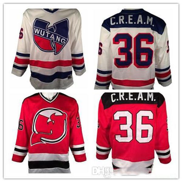 

custom jersey 4xl 5xl 6xl 2019 vintage wu tang clan hockey jersey embroidery stitched customize any number and name jerseys, Black;red