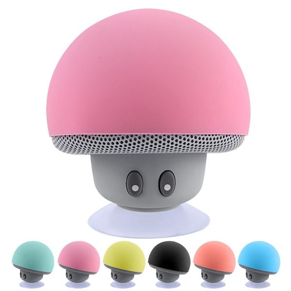 

cute mushroom mini ornaments wireless bluetooth speaker sucker cup audio receiver music stereo subwoofer usb for android ios pc e205