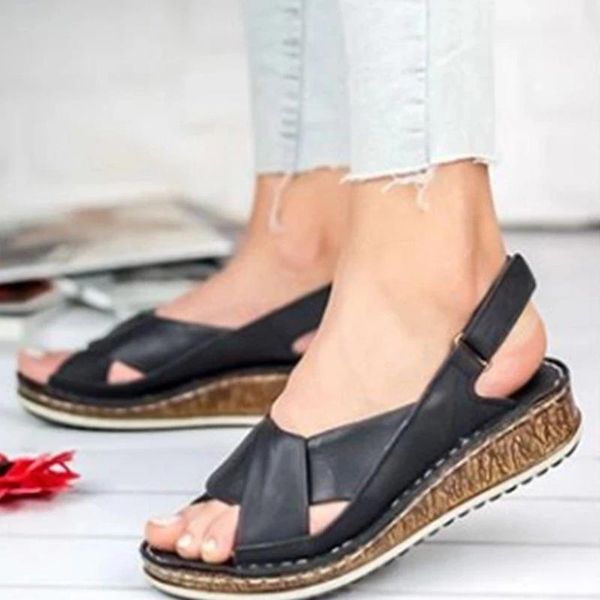 

jodimitty new summer women sandals 4 color stitching sandals ladies open toe casual shoes platform wedge slides beach shoes, Black