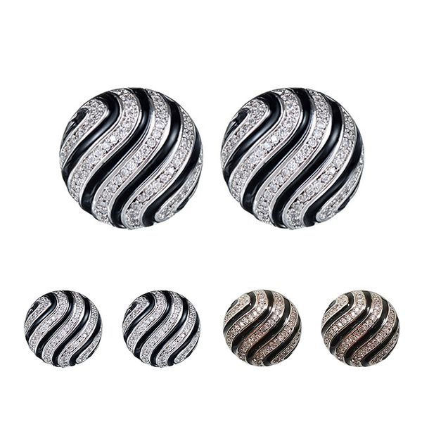 

new designer creative earrings round drop oil striped earrings s925 silver needle fashion personality ladies earrings with accessories, Golden;silver