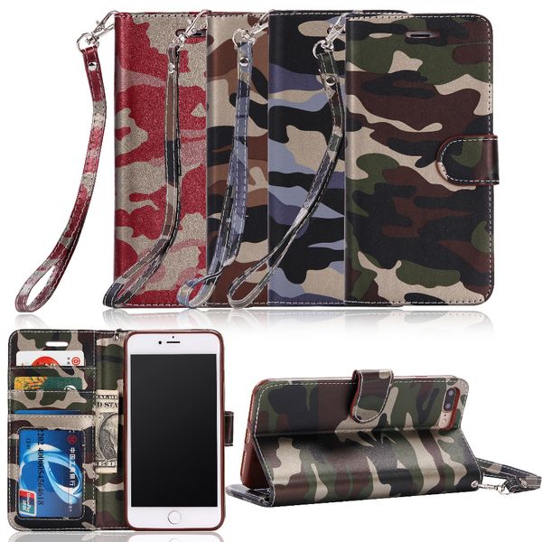 

leather army camo camouflage case for iphone 7 6 6s plus 5 5s se pattern pu card wallet case armor protective phone cases