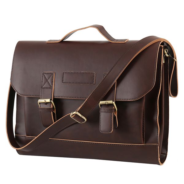 Men/'s Leather Business Messenger Laptop Shoulder Briefcase Handbag New Brown Bag