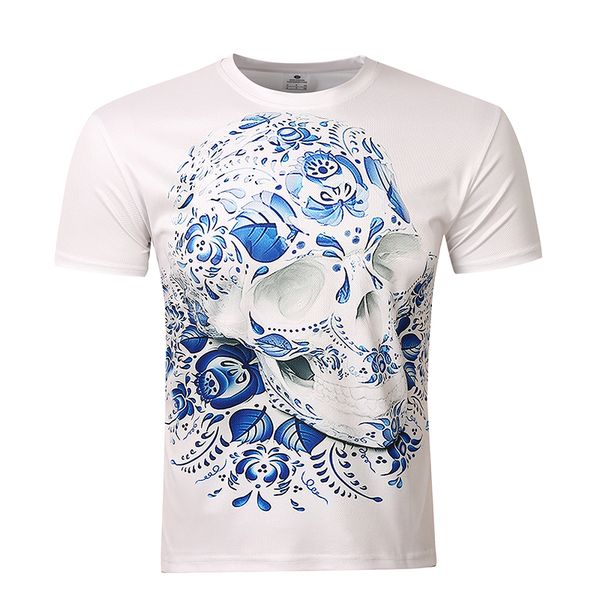 

2018 new mens t shirts fashion men's wear 3d printed skull t shirt homme brand clothing funny shirts compression, White;black