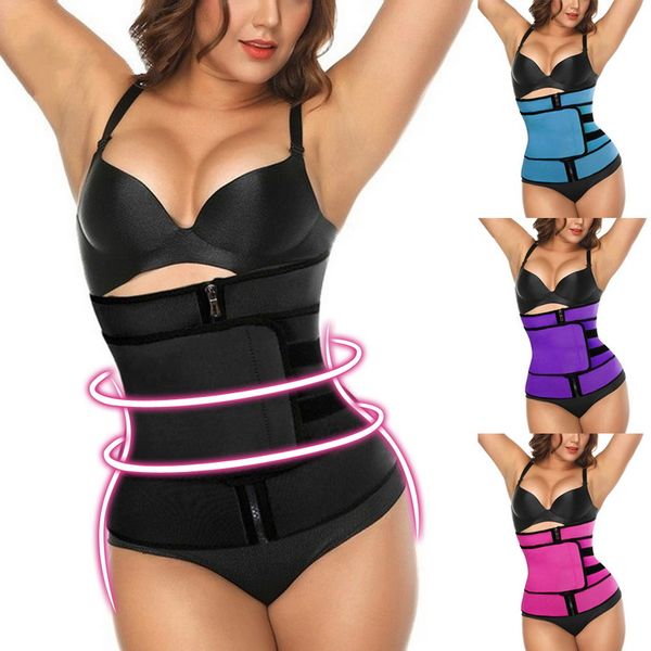 

plus size body shaper waist trainer belt women postpartum belly slimming underwear modeling strap shapewear tummy fitness corset, Black;gray