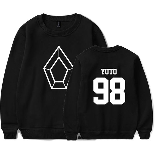 

kpop clothes pentagon group five senses 2d print o-neck sweatshirt harajuku round collar men/women sweatshirt, Black
