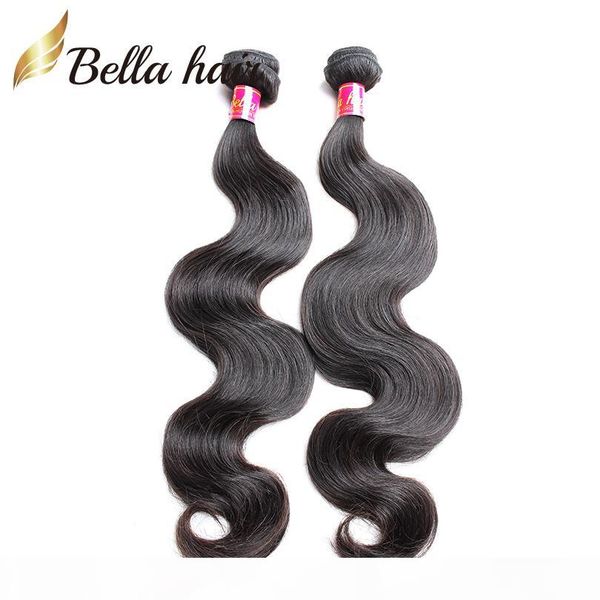 

cambodian european mongolian virgin human hair weave natural color body wave weft remy human hair bundles 8"-30" 2pc lot bellahair, Black