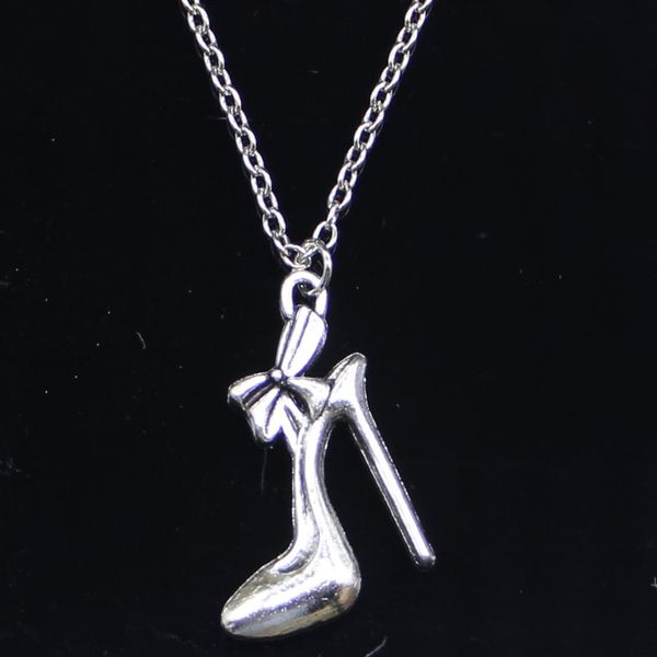 

20pcs new fashion necklace 31x21mm high-heeled shoes silver pendants short long women men colar gift jewelry choker