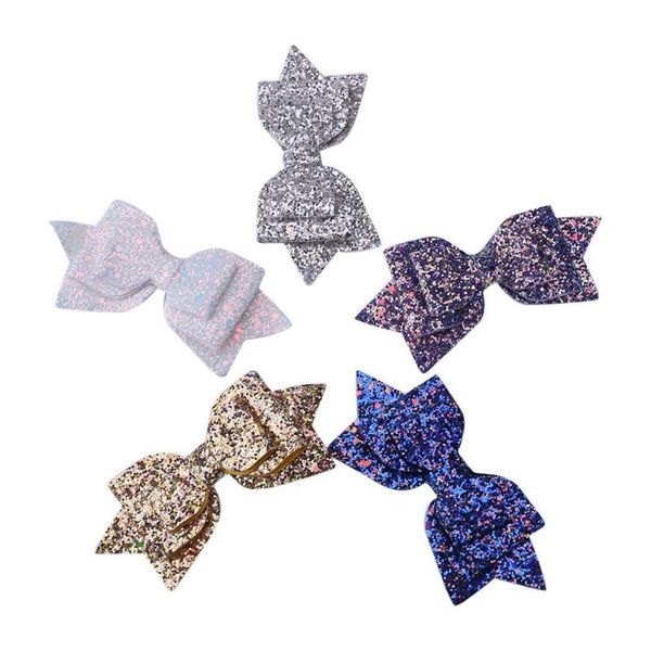 

0-8y малыш блестки лук узел заколки для волос большой блеск для девочек новорожденных головные уборы аксессуары для волос блеск войлок лук, Slivery;white