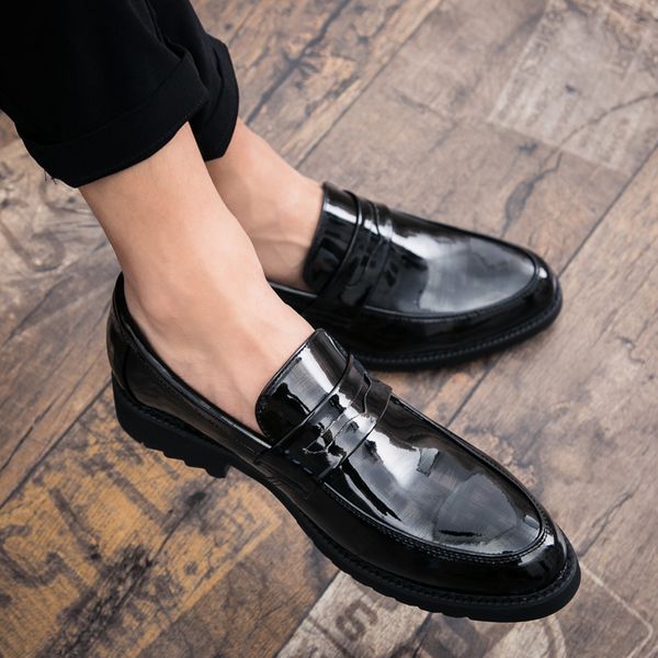 

leather men flats shoes outdoor men oxfords zapatos hombres trendy shoes fashion party wedding loafers casual p4, Black